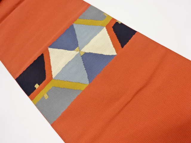 アンティーク　変わり亀甲模様織出し名古屋帯（着用可）